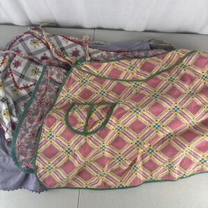 13 Vintage Waist Aprons Homemade Vintage Fabrics Colorful Tie Waist Single Pocke